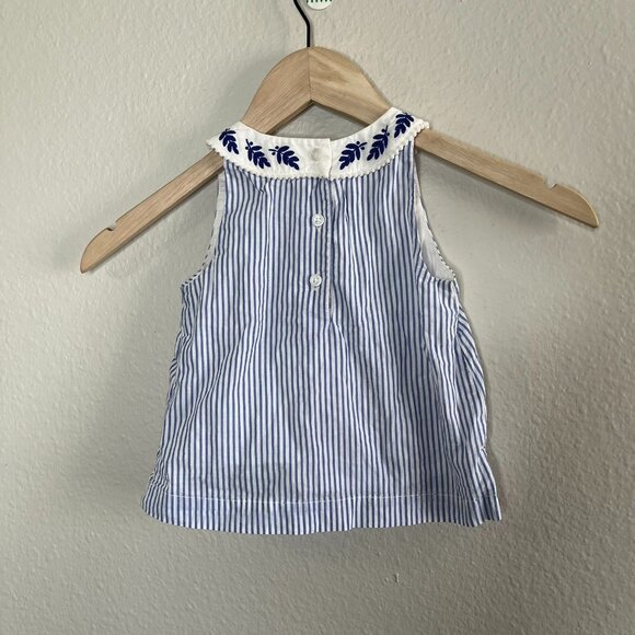 Janie & Jack Baby Girl Striped Sleeveless Top With Embroidered Collar  2T - Picture 4 of 9